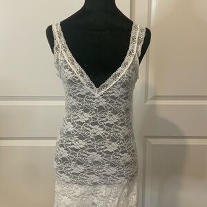 Frederick’s of Hollywood White Lace Chemise – Romantic Sheer Lingerie M